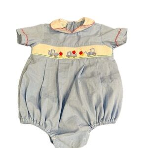 Edgehill collection smocked boys bubble trucks and apples 3 months